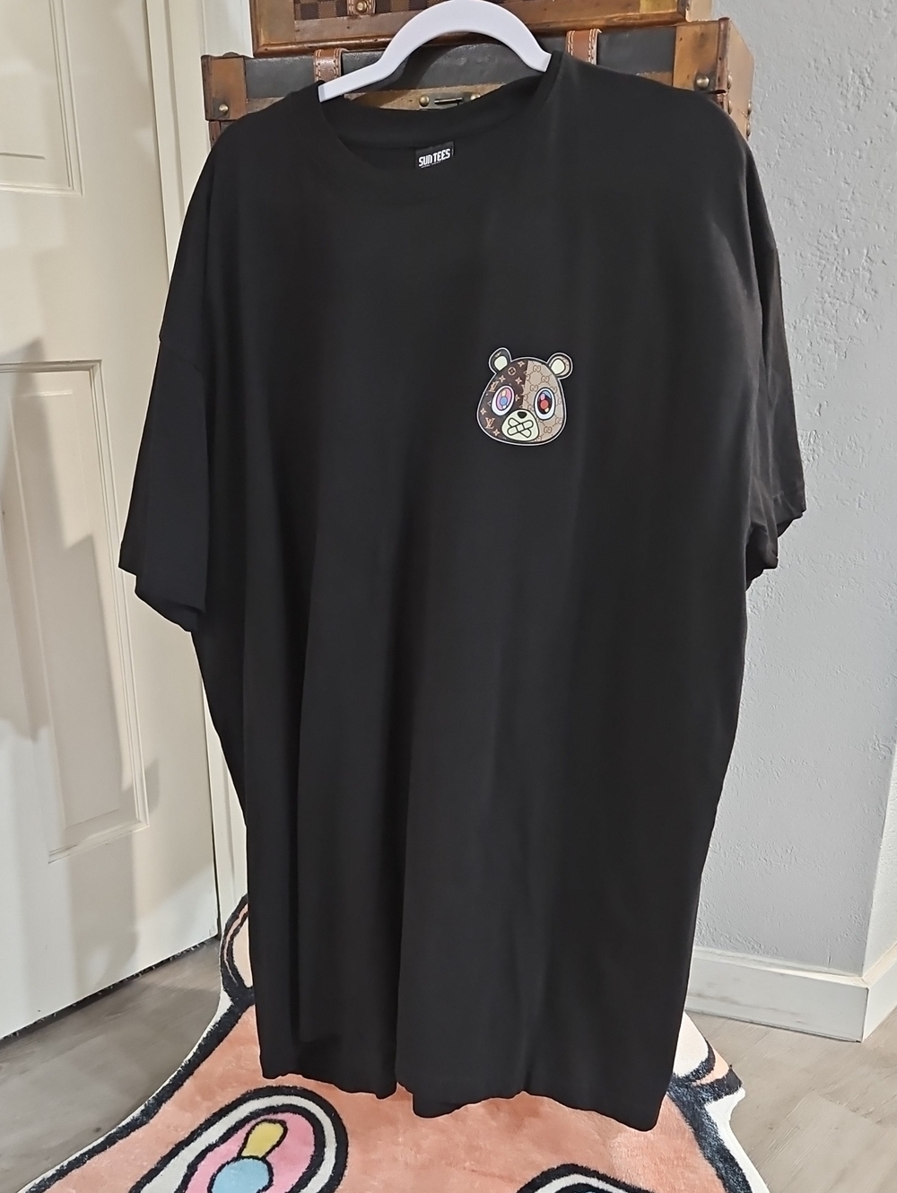 Men's Black Short-Sleeve Tee with Bear Patch